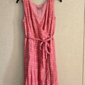 Ann Taylor Pink Patterned Midi Dress - Size 4